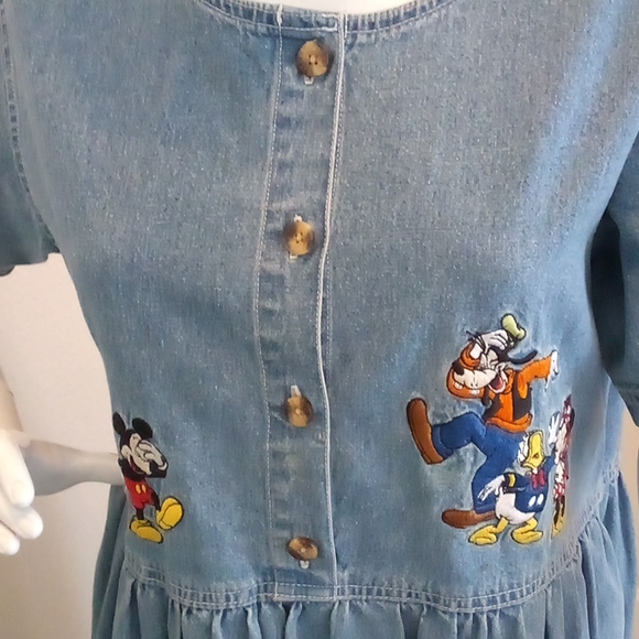 VINTAGE! Embroidered Disney Denim w/Mickey, Minnie, Donald, Daisy, Goofy & Pluto - Picture 10 of 12